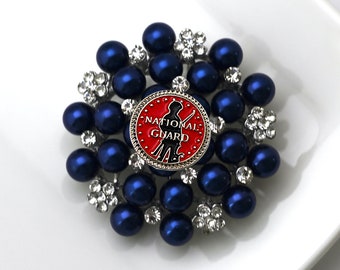 Broche de la Guardia Nacional: Rama Militar (Azul y Plata)