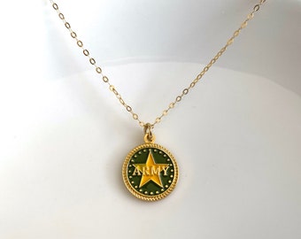 Collar con dije del ejército - Joyería de la rama militar con cadena de oro o plata