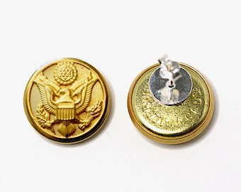 Pendientes de botón militares (Ejército, Fuerza Aérea, Guardia Costera, Infantería de Marina, USMA)