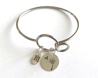 Pulsera de diente de león con símbolo de familia militar, alambre con memoria en tono dorado