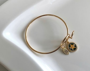 Pulsera de oro con dijes del ejército: brazalete de alambre con memoria para familia militar