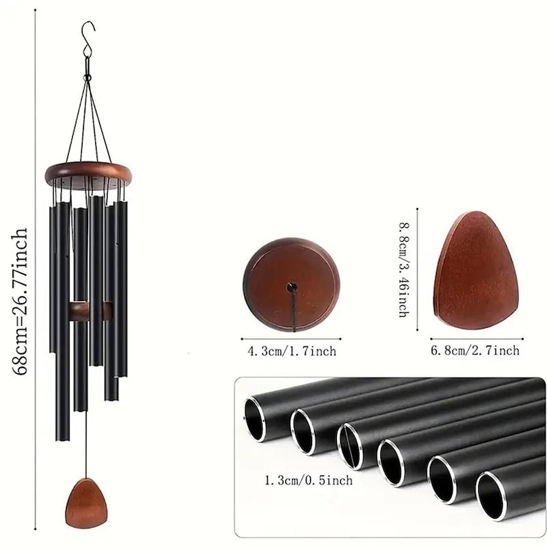 26 Inch Outdoor Wind Chimes – Large Aluminum Chimes for Garden, Porch, Balcony & Farmhouse Decoration – Relaxing Melodic Sound, Gift for Her image 3