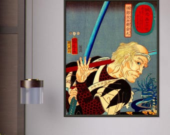 Kuniyoshi Samurai Print: Edo Ronin Woodblock, Japanese Warrior Art