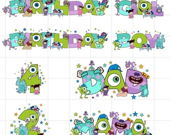 Custom Monsters PNG, Birthday Monster Png,  Custom Name Png, Mama Dad Birthday Boy Birthday Girl, Monsters 4nd Birthday, 2nd birthday png