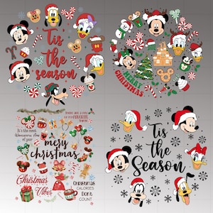 Disney Christmas Design 300 Dpi, Mouse and Friends Png Bundle, Disneyland Christmas Png Download files, Disneyworld T-shirt Design