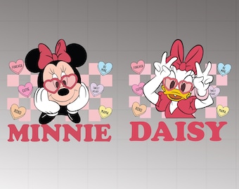 Minnie Mouse and daisy duck besties valentine's day Png, Minnie and Daisy pastel, Cricut, Minnie Daisy sublimation, valentine day printable