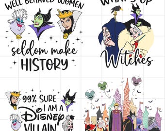 Descarga digital de villanos, paquete de imágenes prediseñadas PNG de villanos, paquete de imágenes prediseñadas de villanos, decoración imprimible de villanos, reina malvada maléfica png