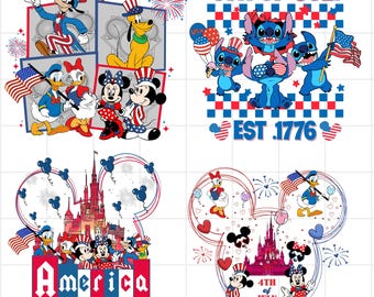 Disney Mickey and Friends 4th of July  Png, 4th of July Png, Fourth Of July Png, USA Png, America Png, Independence Day, American Flag Png,