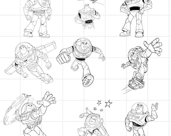 Toy Story woody Buzz light year Outline Png, Files Outline Bundle cut file, clipart, png,