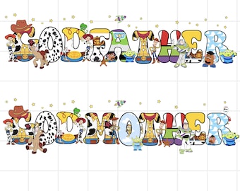 Toy Story Family PNG Bundle, Godmother Godfather PNG, Disney Pixar Digital Download, Cute Cartoon Png Design, Birthday Matching Family Png