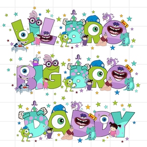 Daddy Lil Bro Big Bro Monsters PNG, Birthday Monster Png, Family Matching Shirt Png, Birthday Sublimation, Custom Name Birthday Png