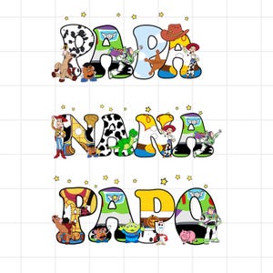 Pacchetto PNG famiglia Toy Story, Papà Nana Papo PNG, download digitale Disney Pixar, design Png simpatico cartone animato, Png famiglia abbinato compleanno