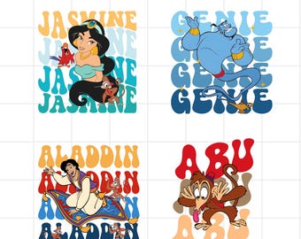 Aladdin  Bundle, Princess Jasmine  Png Files for Cricut, Genie Png, Aladdin Png for Shirts, Genie Png, Abu Png, Instant Download