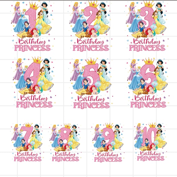 1st Birthday Princess PNG, Princess Birthday png,Princess birthday girl png, Princess cake topper, Princess Party with Belle Sleeping Beauty