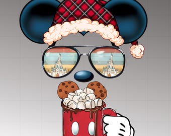 Mickey Christmas PNG, Retro Christmas PNG, Family Christmas Png, Christmas Family Trip PNG, Very Merry Santa Mickey Mouse Png