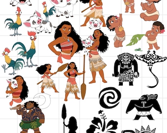Moana Clipart, Moana SVG, Moana PNG, Moana Geburtstag, Moana bedruckbar, Moana Png zwar, Maui SVG Sofortiger digitaler Download