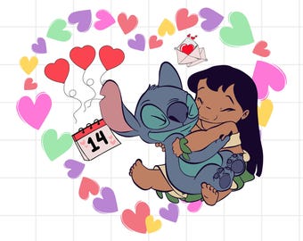 Love Lilo and Stitch Png, Digital design PNG file for sublimation, Instant Digital PNG Download