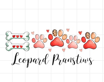 Leopard Valentine Dog Paws PNG, Dog Mom Valentine Shirt Design, Love Paw Print PNG, Pet Lover Valentine Sublimation, Instant Download