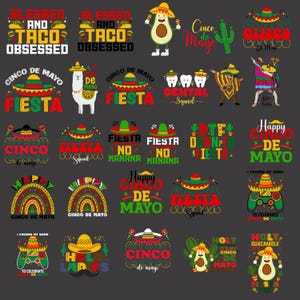 Cinco De Mayo Bundle Png Bundle, Mexican Party Png, Let&#39;s Fiesta Png, Mexico Tequila Png, Tacos Png, Nachos Hat, Sublimation Design Download