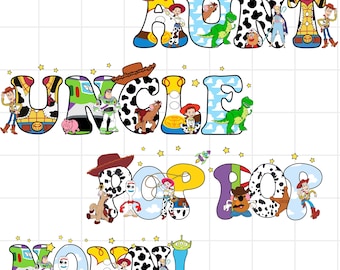 Pacchetto PNG di Toy Story Family, Nonni Pop Pop Zia Zio PNG, Download digitale Disney Pixar, Design PNG di cartoni animati carini, Compleanno in famiglia PNG
