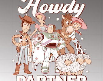 Retro Toy Story Howdy Partner Png, Cowboy and Friends, Friendship Png, Friend Trip Png, Family Vacation Png, Family Trip Png