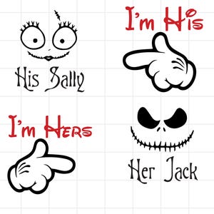 Ihr Jack und seine Sally PNG, Paar Jack und Sally Png, Der Albtraum Vor Png, Halloween-Shirt Becher svg Schnittdateien, Jack Sally gruselige Clipart
