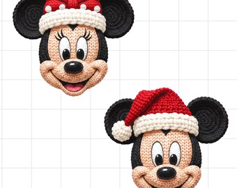 Latch Hook Yarn Faux Christmas Mouse Png Bundle, Mouse And Friends Png, Yarn Christmas Cartoon Design, Very Merry Christmas,Trendy Christmas