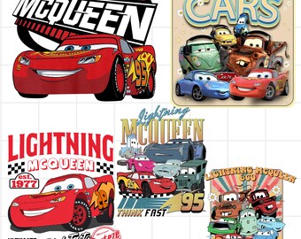 Cars PNG Huge Cliparts Bundle, Lightning McQueen & Tow Mater PNG Cartoon Characters, Birthday, Shirt, Cake Topper, Sublimation Download