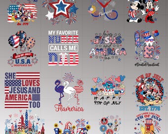 Disney 4th of July Bundle Png, 4th of July Png, Fourth Of July Png, USA Png, America Bundle Png, Independence Day, American Flag Png, Bundle