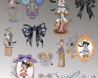 10+ Haunted Mansion Bundle Png, Foolish Mortals, Madame Leota Png, Spooky Halloween Clipart Pack, Scary Haunted House Png