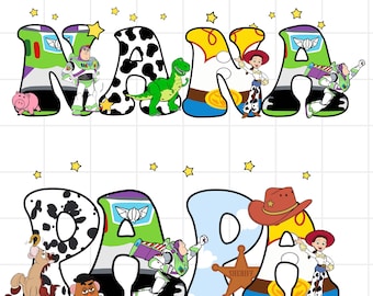 Pacchetto PNG di Toy Story Family, PNG di Papa Nana, download digitale Disney Pixar, design PNG di cartoni animati carini, PNG di famiglia abbinata per il compleanno