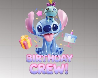 Equipo de cumpleaños de Stitch PNG, cumpleaños de Stitch PNG, diseño de camiseta familiar personalizado (descarga digital)