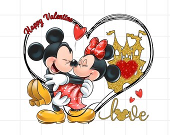 Trendy Coquette Mickey Minnie Hearts Locket Valentines Day Png, Coquette Valentine Bow Png, Happy Valentines Day, Mouse Valentines Png File