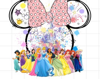Retro kleurrijk kasteel png, magische koninkrijk prinses png, familie-uitje png, prinses en kasteel png, prinsesshirt, aquarel prinses png