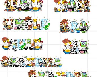 Toy Story Family PNG Bundle, Dad Mom Sis Bro PNG, Disney Pixar Digital Download, Cute Cartoon Png Design, Birthday Matching Family Png