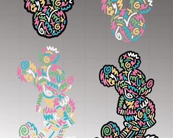 Mickey & Minnie Colorful of color, Cartoon Characters PNG, Waterslide Sublimation, Mickey, Printable Decal, Image Download, Family Trip Png