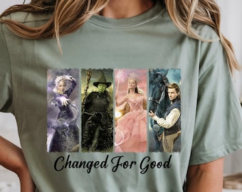 Vintage Wicked Changed For Good Digitale png-download, trotseer zwaartekracht bezemsteel toverstaf png, wizard film fan shirt ontwerpen