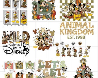 Safari Mouse PNG, Mickey and friends safari standing characters, Themed Centerpieces, T Shirt, Instant Download, Digital, Mickey, Daisy,