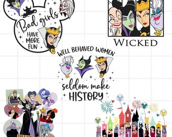 Bundle Bad Girls Friends PNG, Chillin' Like A Villain Png, My Favorite Villain Png, Halloween Villains Png, Trick Or Treat Png