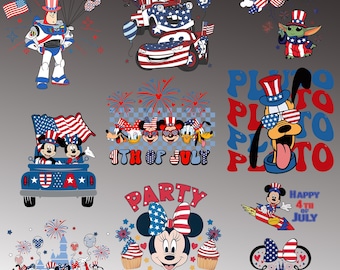 Disney 4th of July Bundle Png, 4th of July Png, Fourth Of July Png, USA Png, America Bundle Png, Independence Day, American Flag Png, Bundle