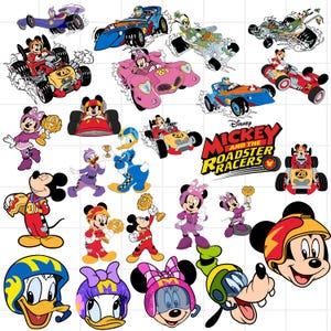 Mouse y sus amigos Roadster Racers PNG, 25 diseños fáciles de usar, personajes de dibujos animados, PNG en capas por colores, paquete Roadster Racers PNG
