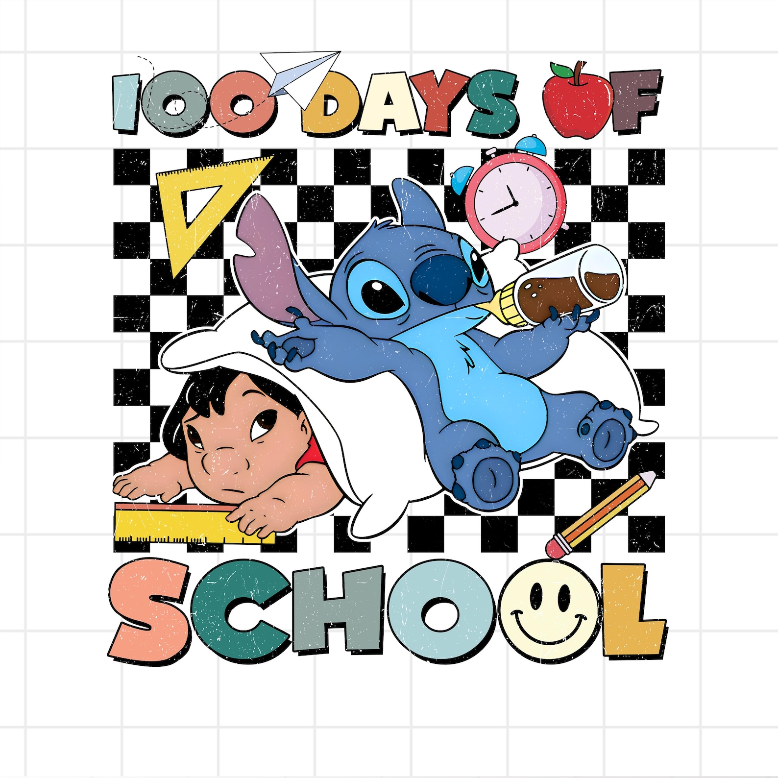 Lilo and Stitch 100 Days of School Png, 100 Days of School Cartoon Png ...