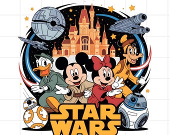 Disney Star Wars PNG Vintage, Família Star Wars PNG, Disney World PNG Clipart, Equipe Disney PNG, Férias na Disneylândia PNG Sublimação