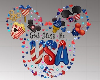 Disney Mickey and Friends 4th of July  Png, 4th of July Png, Fourth Of July Png, USA Png, God Bless The, Independence Day, American Flag Png