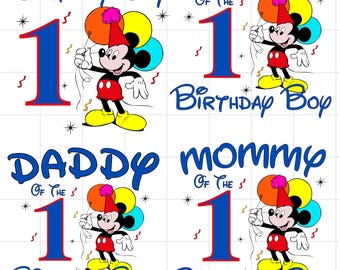 Mickey Mouse 1st Birthday PNG, Family Matching Shirt Graphic (Digital Download)