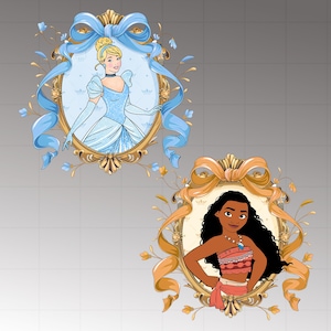 Coquette Mirror Princess Png, Bundle, Coquette Cartoon Png, Princess Coquette Bow Png, Family Trip Png, Cinderella MoanaPng, Vacation Trip