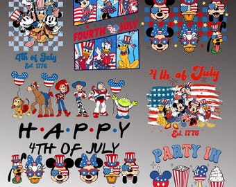 Disney 4th of July Bundle Png Eps Svg, 4th of July Png, Fourth Of July Png, Svg,Eps, America Bundle Png, Independence Day, American Flag Png