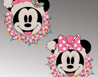 Mickey and Minnie Png , Disney Christmas Design 300 Dpi, Disneyland Christmas Png Download files, Disneyworld T-shirt Design