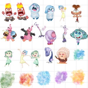 Inside Out 2 Watercolor PNG Clipart Bundle, Anxiety Joy Sadness Anger, Inside Out Shirt & Sticker Design, Inside Out 2 Watercolor png