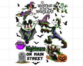 Nightmare Mickey Minnie Halloween png , Nightmare On The Main Street png , Disney Halloween png , Retro Mickey Ghost png, Halloween png